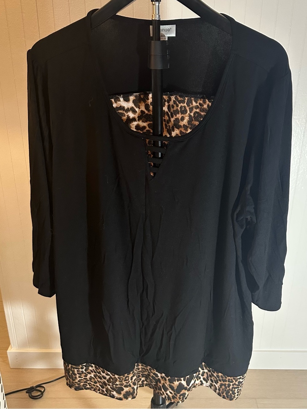 Avenue Black Tunic with Leopard Trim